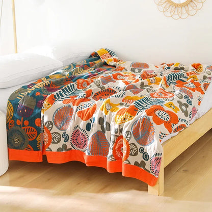 100% Cotton Colorful Gauze Blankets