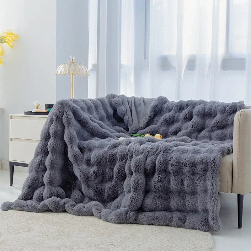 Super Soft Imitation Rabbit Fur Blankets &amp; Pillow Covers