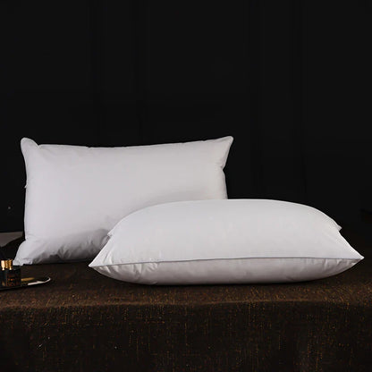 2 Pc Set - Goose Down Feather Pillow for Sleeping - 100% Cotton Shell, Standard Queen Size