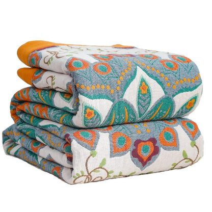 Boho Mandala Reversible Gauze Blankets - 100% Cotton - Multiple Colors