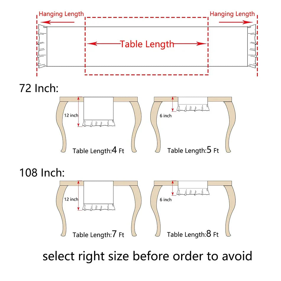 100% Cotton Table Runner in Pink or White - Multiple Sizes