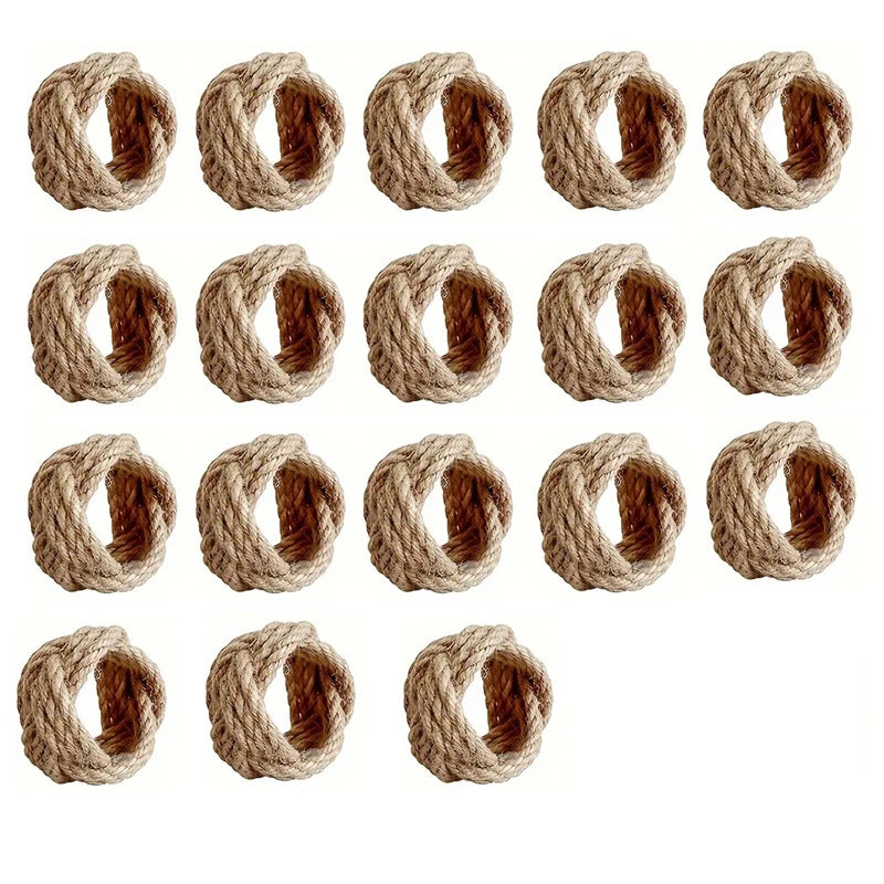 Natural Burlap Napkin Rings - 6/12/18 Piece Set