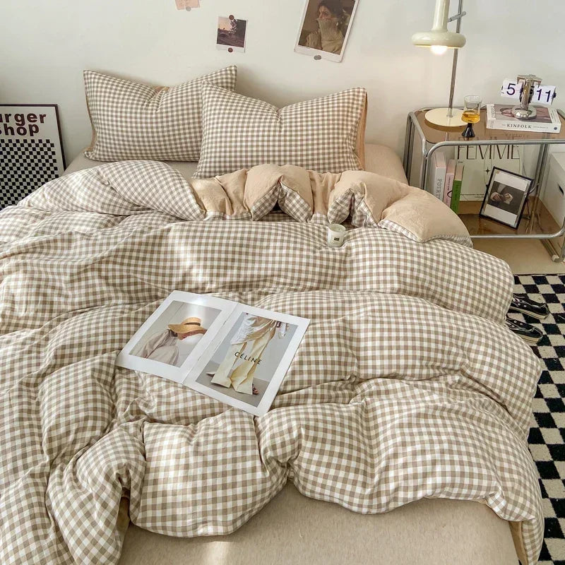 Gingham Duvet Cover Sets - Soft Washed Quilt Cover &amp; Pillowcase Sets - Multiple Colors &amp; Sizes