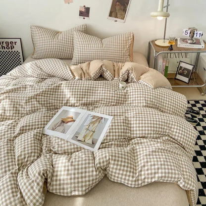 Gingham Duvet Cover Sets - Soft Washed Quilt Cover &amp; Pillowcase Sets - Multiple Colors &amp; Sizes