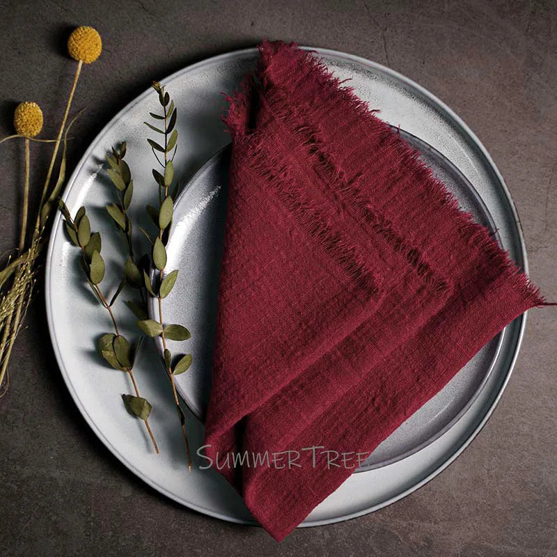 Large Rustic Cotton Gauze  Napkins - 10 Pc - Multiple Colors