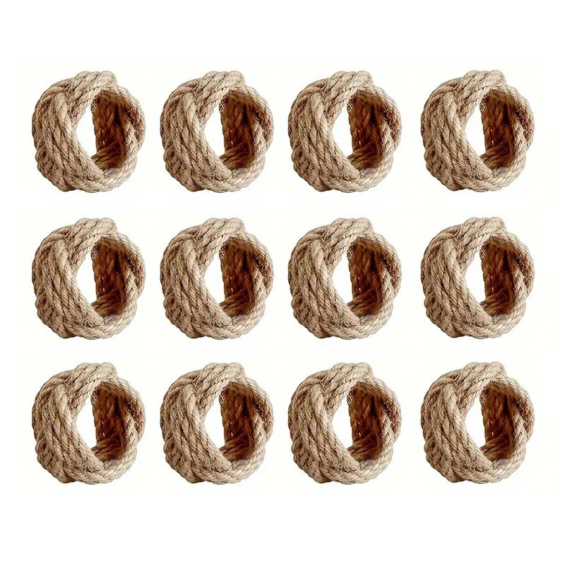 Natural Burlap Napkin Rings - 6/12/18 Piece Set