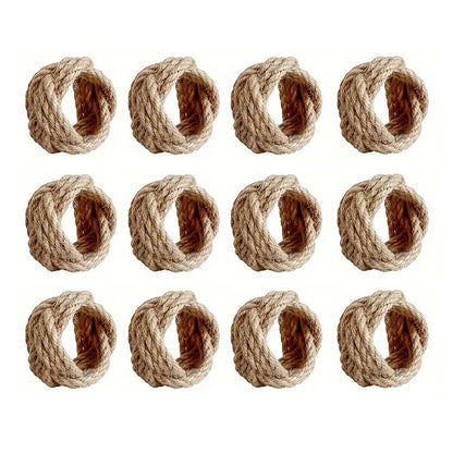 Natural Burlap Napkin Rings - 6/12/18 Piece Set