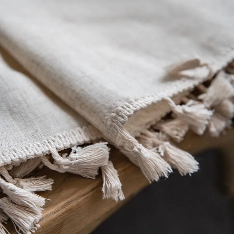 Natural Flax Linen Tassel Curtains