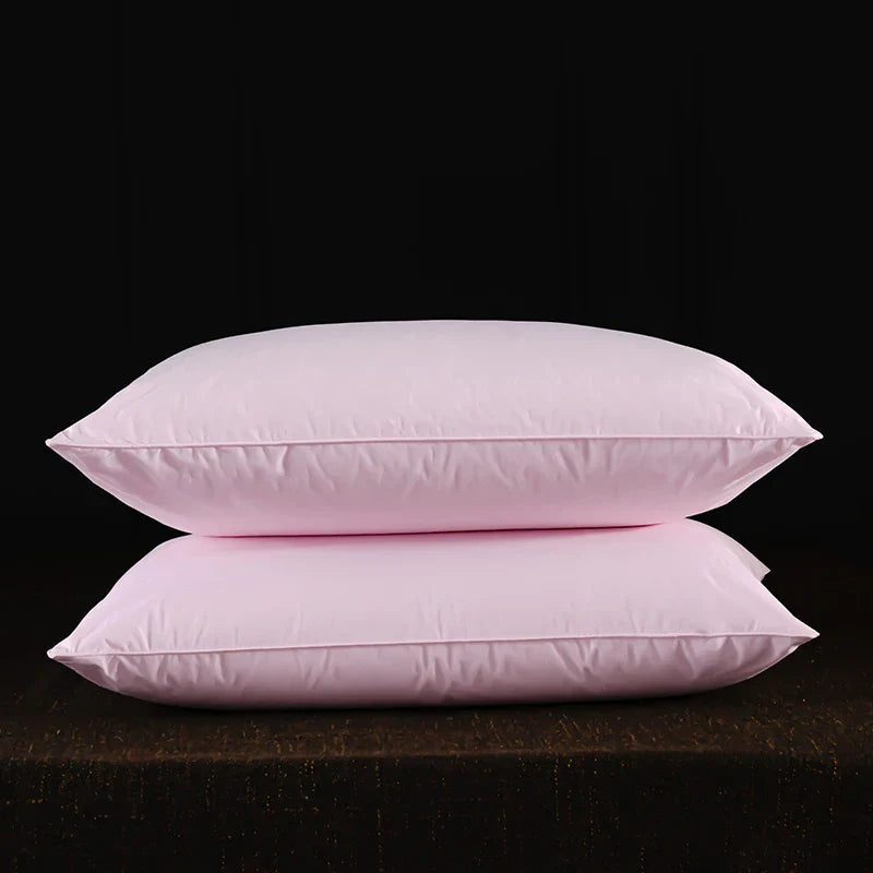 2 Pc Set - Goose Down Feather Pillow for Sleeping - 100% Cotton Shell, Standard Queen Size