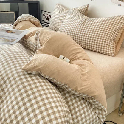 Gingham Duvet Cover Sets - Soft Washed Quilt Cover &amp; Pillowcase Sets - Multiple Colors &amp; Sizes