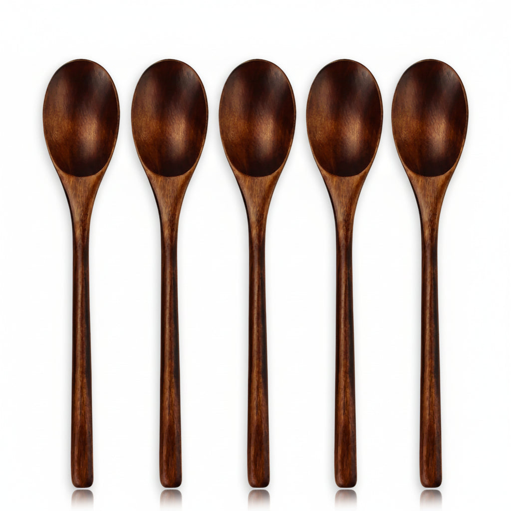 Wooden Soup Spoons Tableware Set - 5 Pc