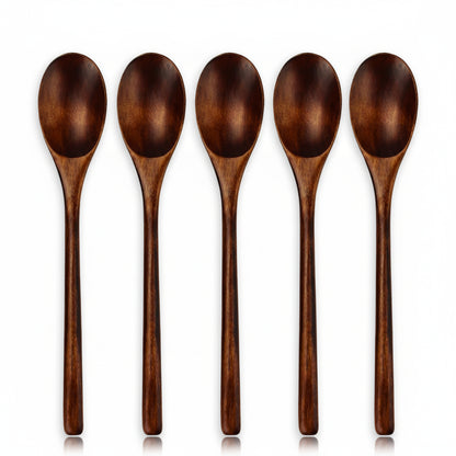 Wooden Soup Spoons Tableware Set - 5 Pc