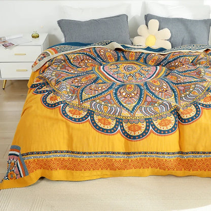 Yellow Mandala Gauze Quilt - 100% Cotton