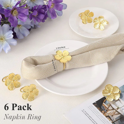 6 Piece Blossom Napkin Rings - 4 Colors