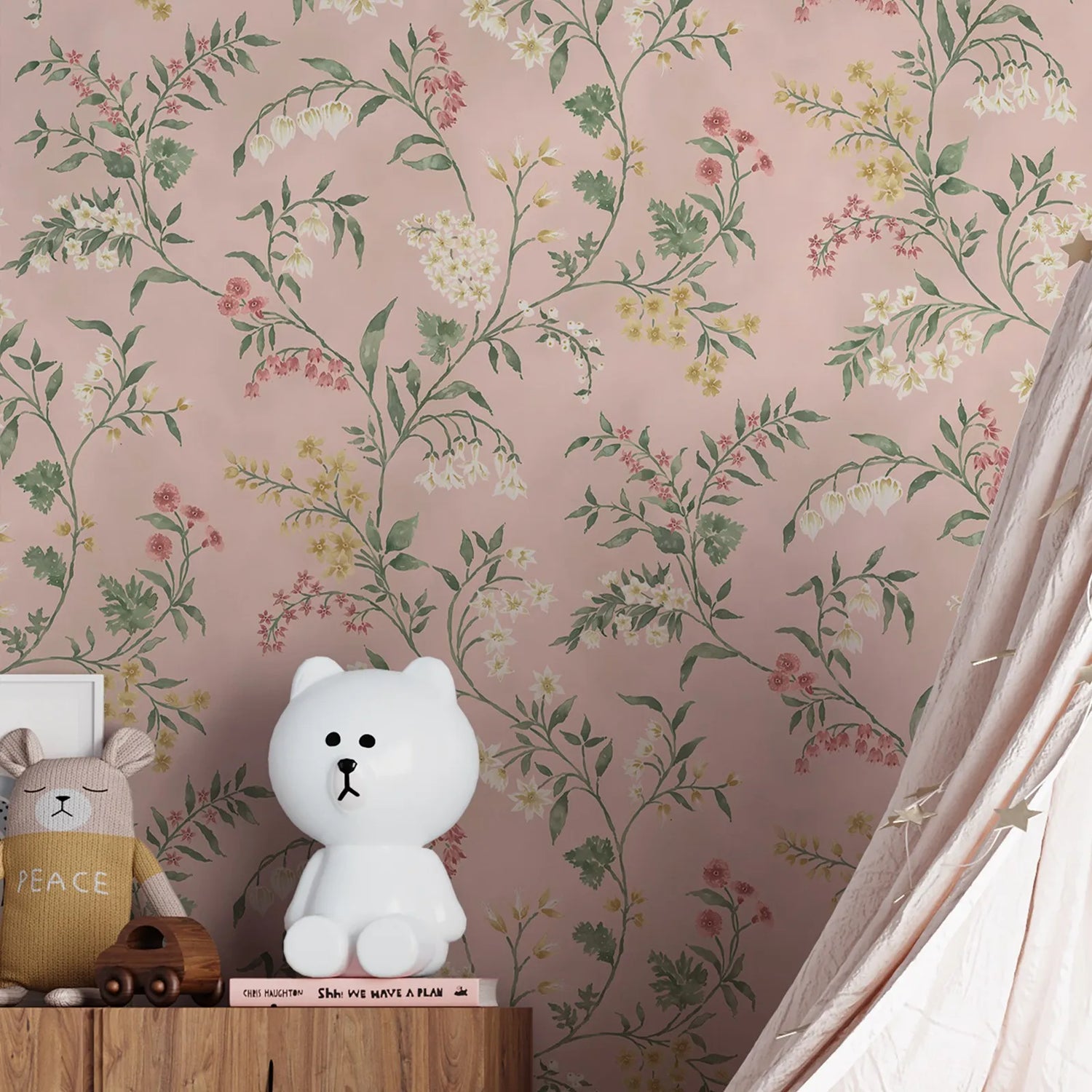 Almora Delicate Floral Wallpaper - Pink