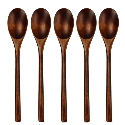 Wooden Soup Spoons Tableware Set - 5 Pc