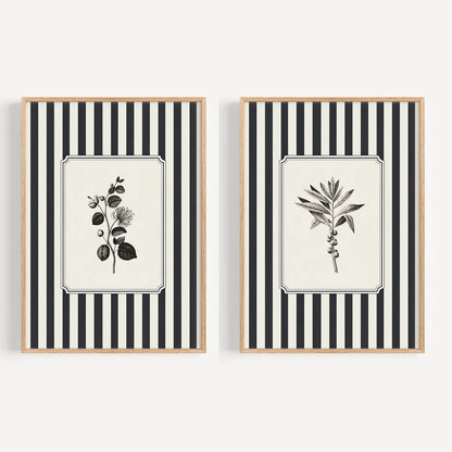 Black Bird &amp; Floral Wall Art Set - (Frameless)