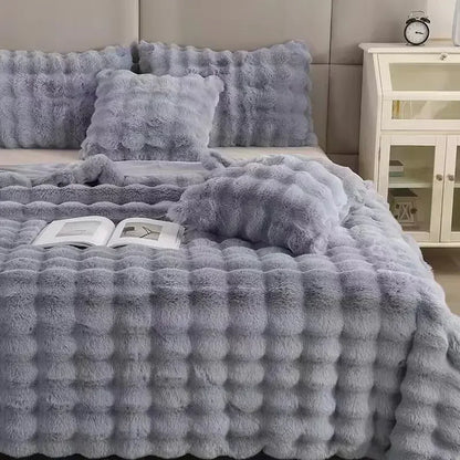 Super Soft Imitation Rabbit Fur Blankets &amp; Pillow Covers