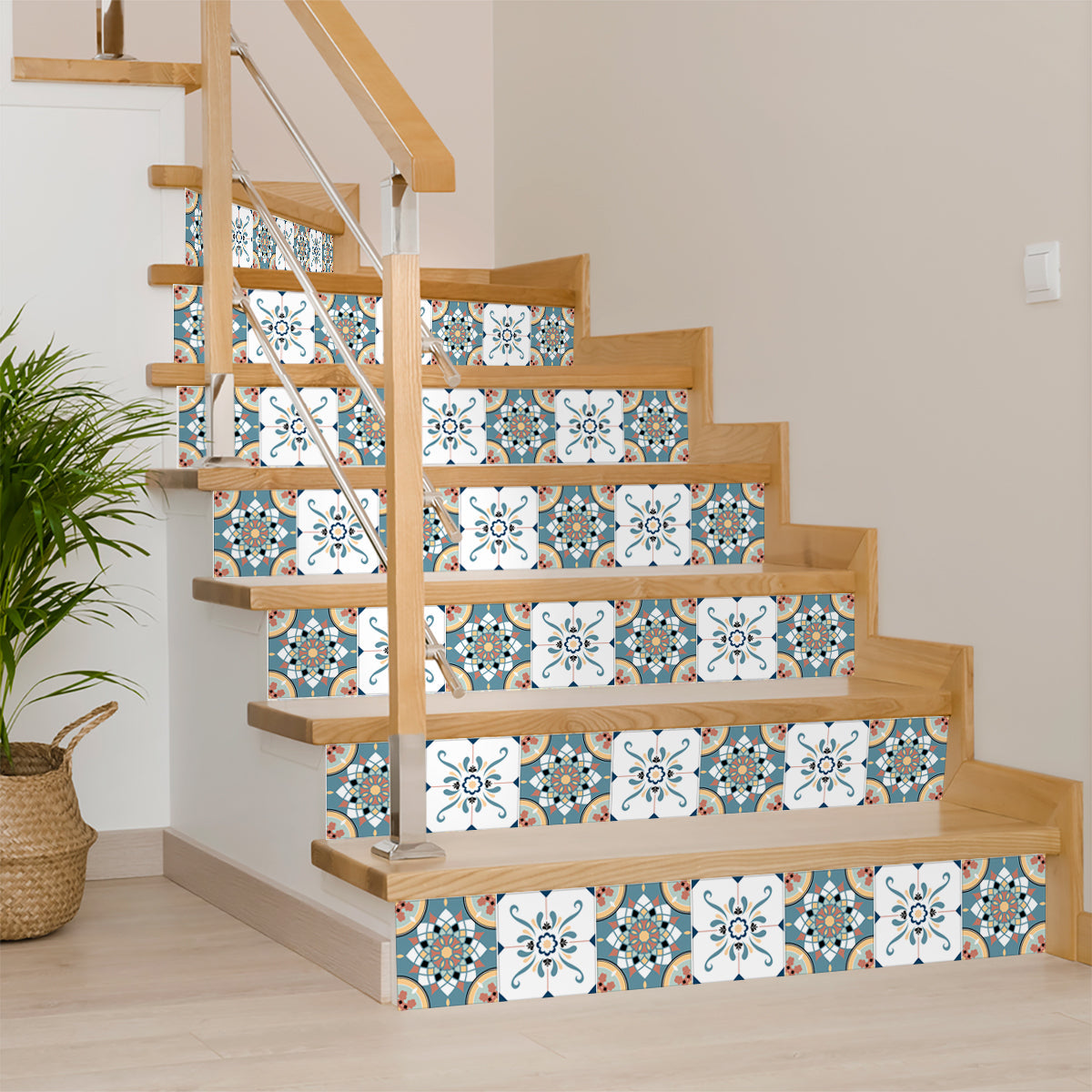 Blue/White/Multicolor Mexican Style Tile - Model SB51