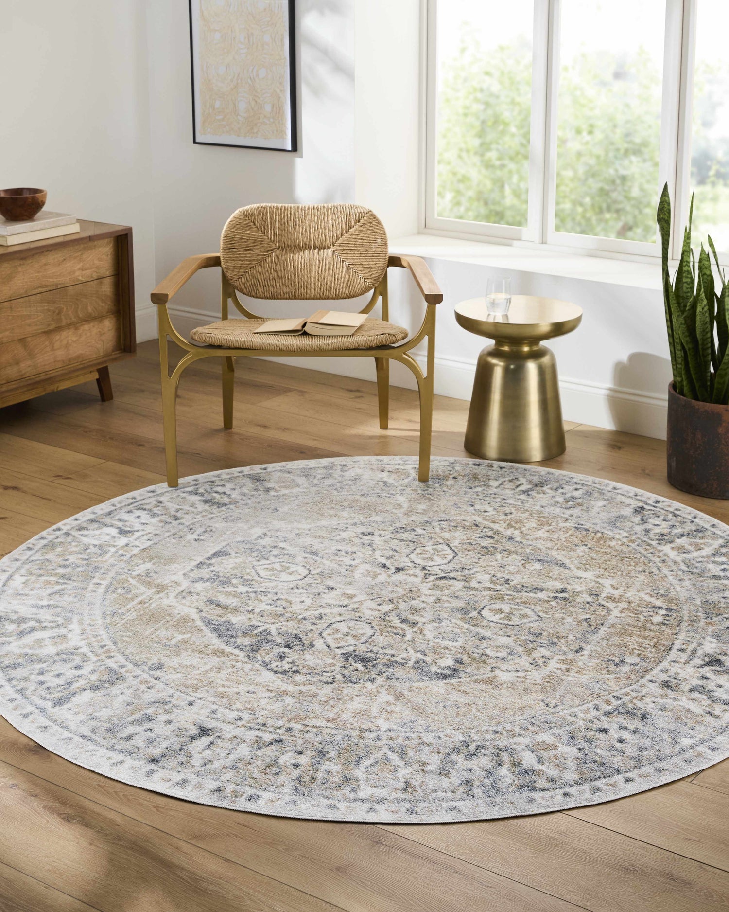 Rudo Beige Flat Pile Washable Rug