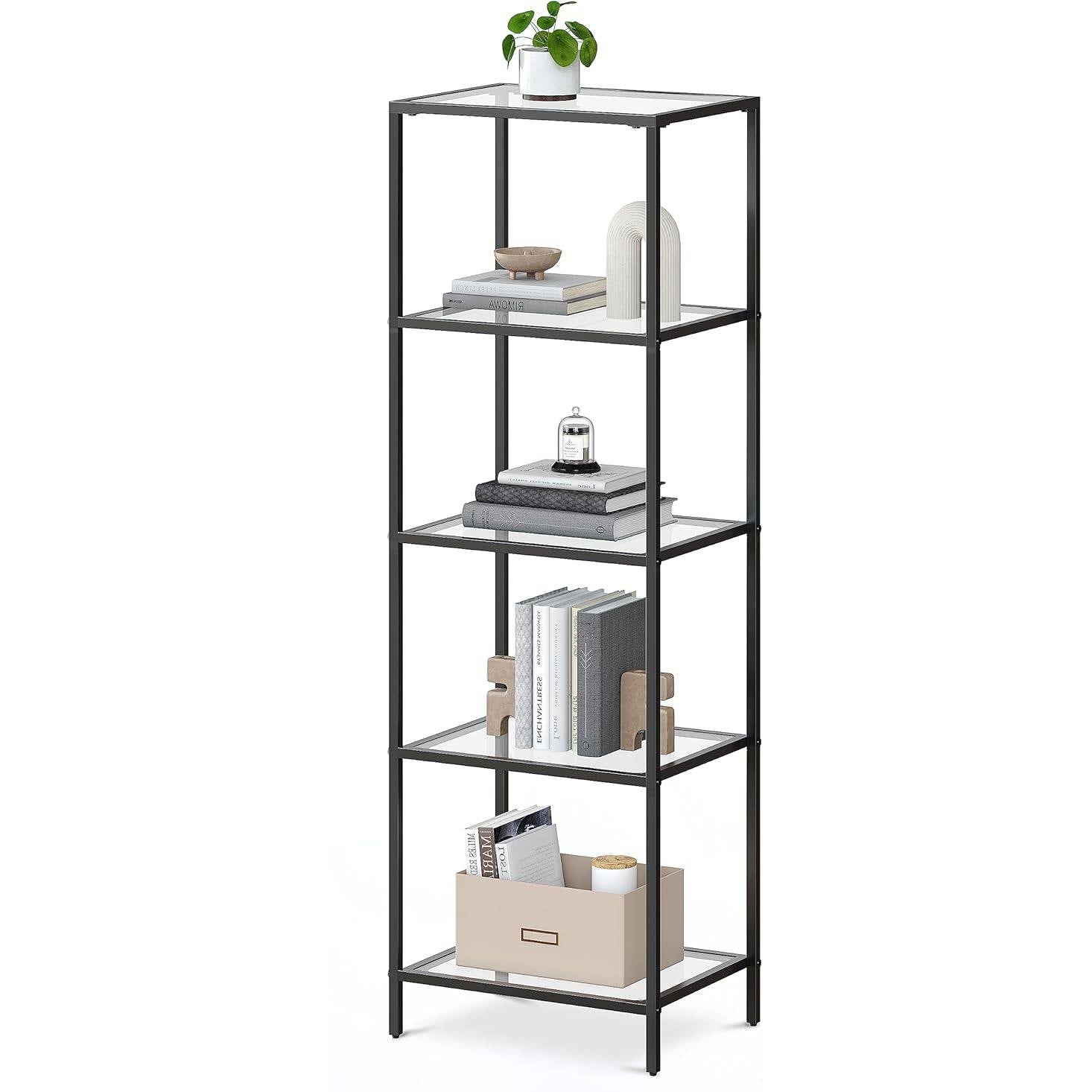 Shelving with Black Metal Frame and 4 Glass Shelves