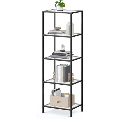 Shelving with Black Metal Frame and 4 Glass Shelves