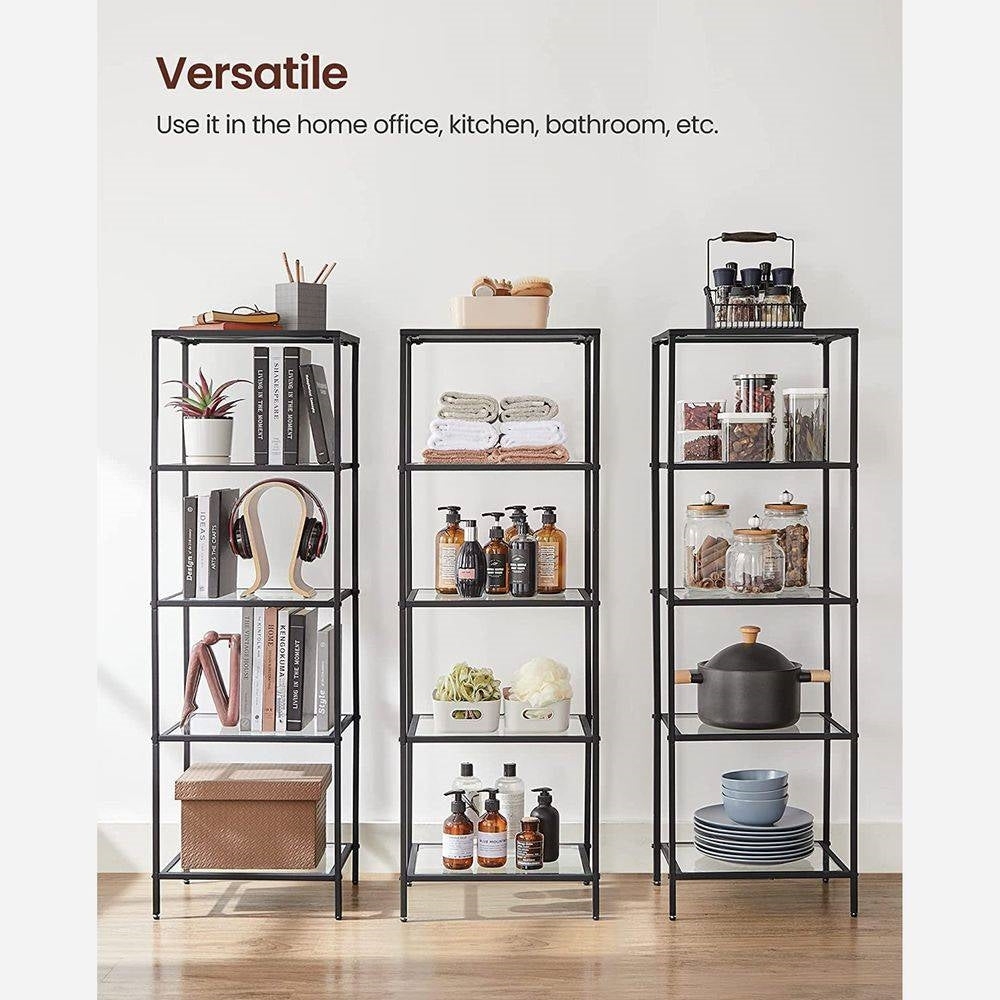 Shelving with Black Metal Frame and 4 Glass Shelves