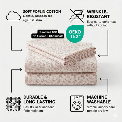 100% Cotton Coquette Sheet Set - Dainty Floral