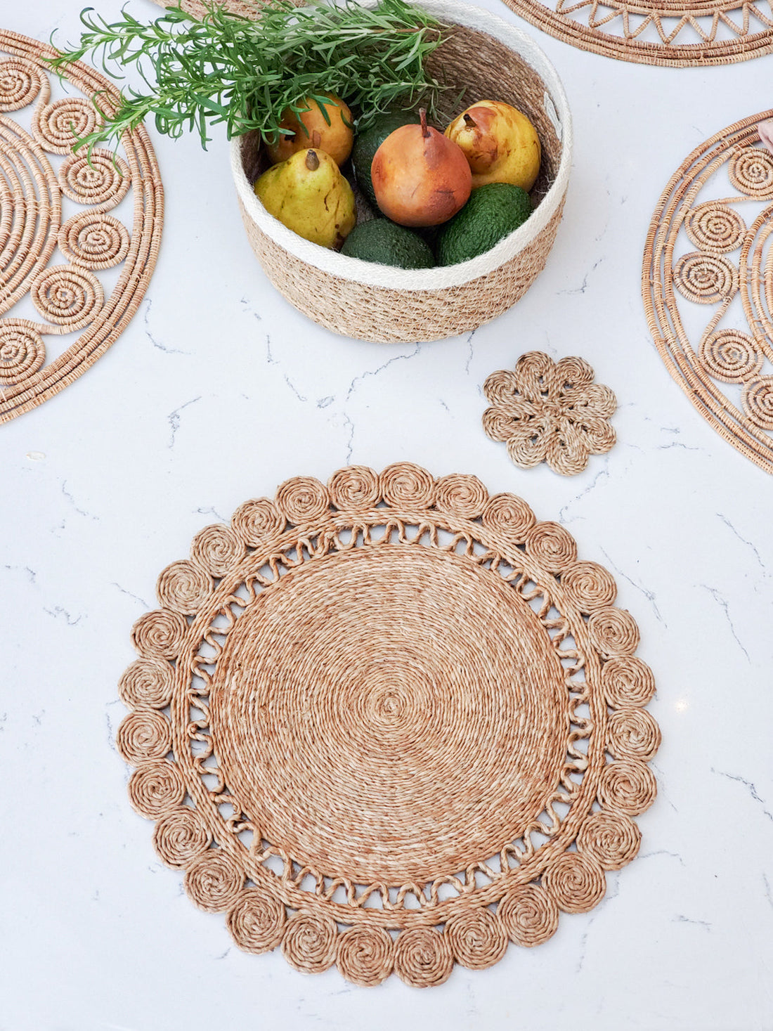 Jute Flower Placemat - Set of 2