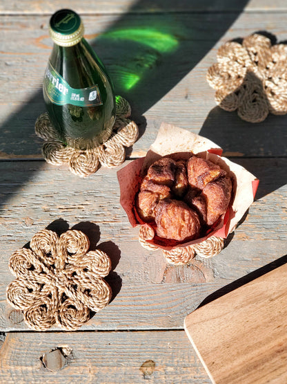 Jute Flower Drink Coaster - Set of 4