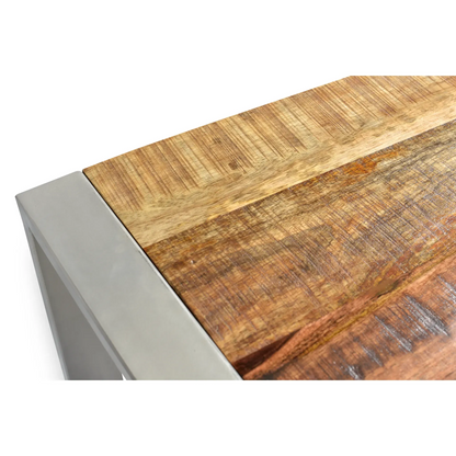 Reclaimed Wood Bench with Silver Metal Legs.