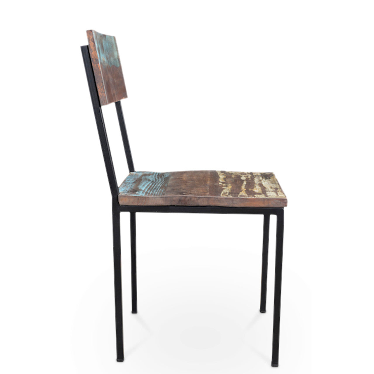 Timbergirl Old Reclaimed Wood and Metal Chair - Set of 2