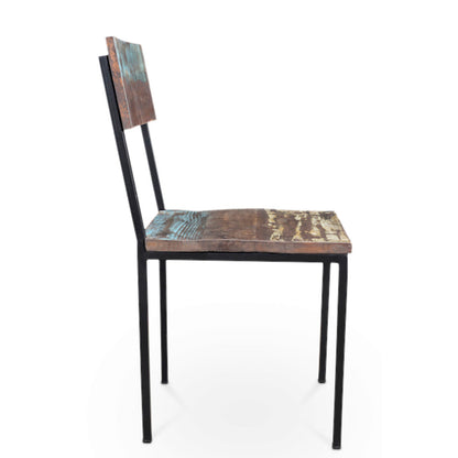 Timbergirl Old Reclaimed Wood and Metal Chair - Set of 2