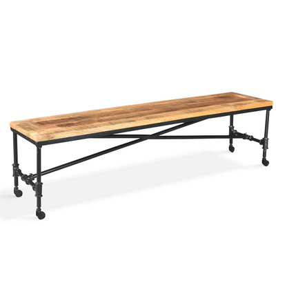 Reclaimed Wood Bench with Wheels