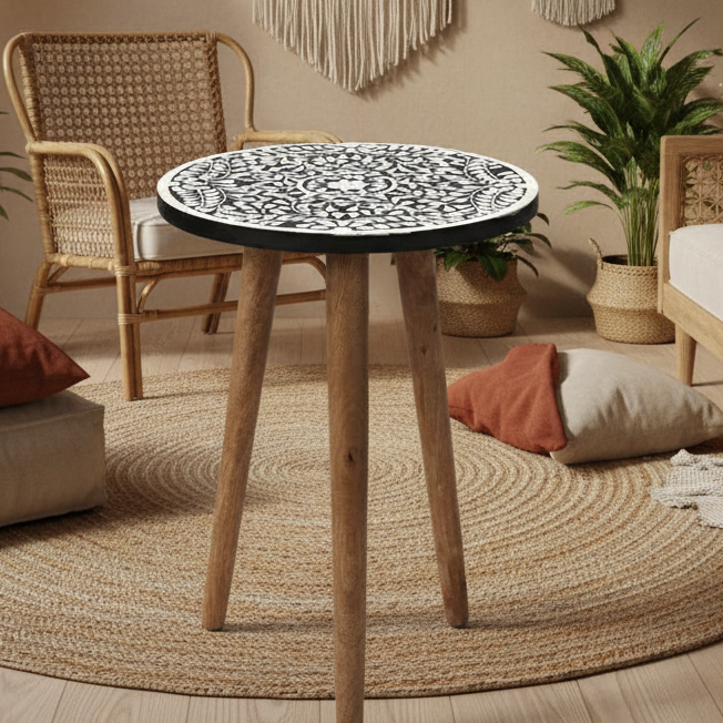 Nilgiri Bone Inlay End Table
