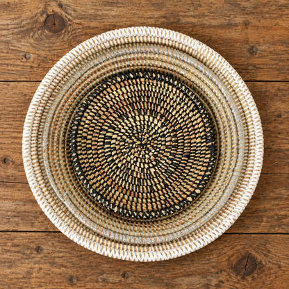Set of 3 Tabletop Basket Bowls - Black/Grey/White