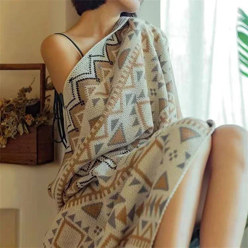 Cozy Lightweight Boho Pattern Throw - 2 Colors