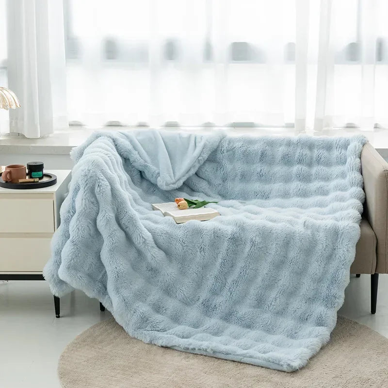Super Soft Imitation Rabbit Fur Blankets &amp; Pillow Covers