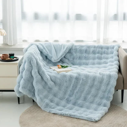 Super Soft Imitation Rabbit Fur Blankets &amp; Pillow Covers