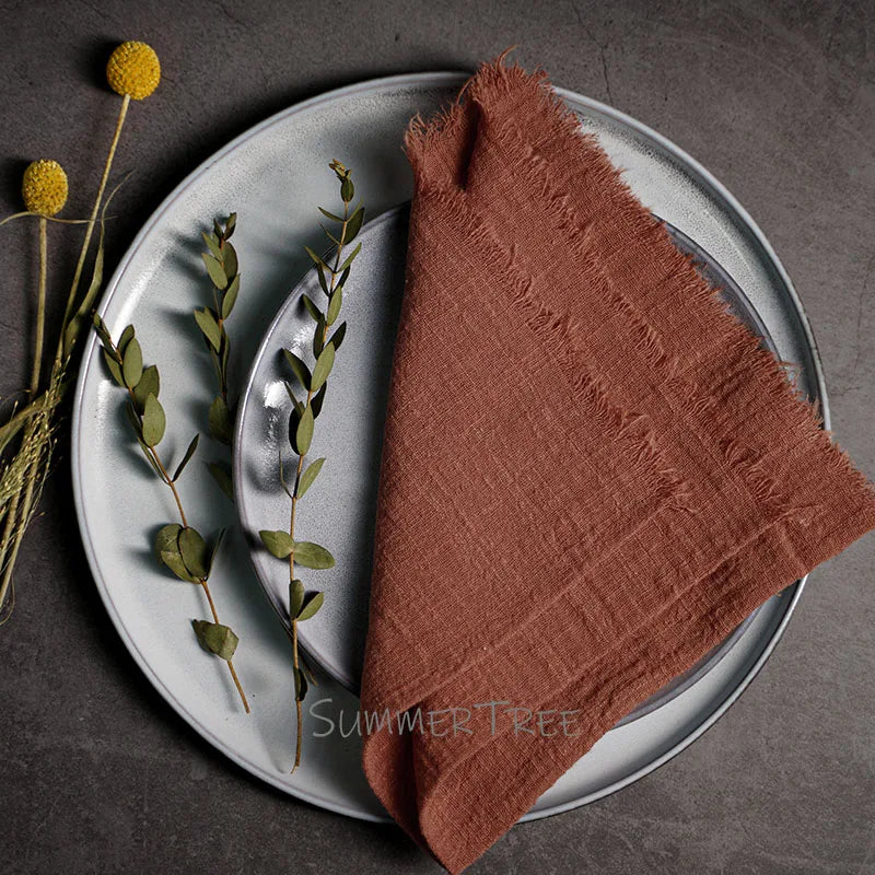 Large Rustic Cotton Gauze  Napkins - 10 Pc Set - Multiple Colors