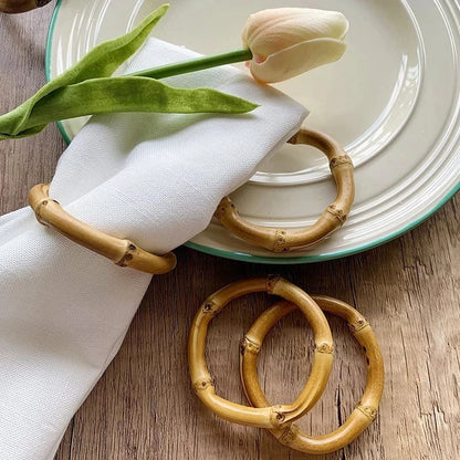 Handmade Natural Bamboo Napkin Rings - 6 Piece Set