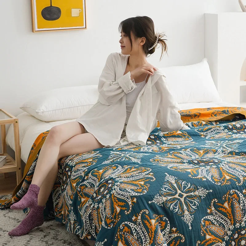 100% Cotton Colorful Gauze Blankets