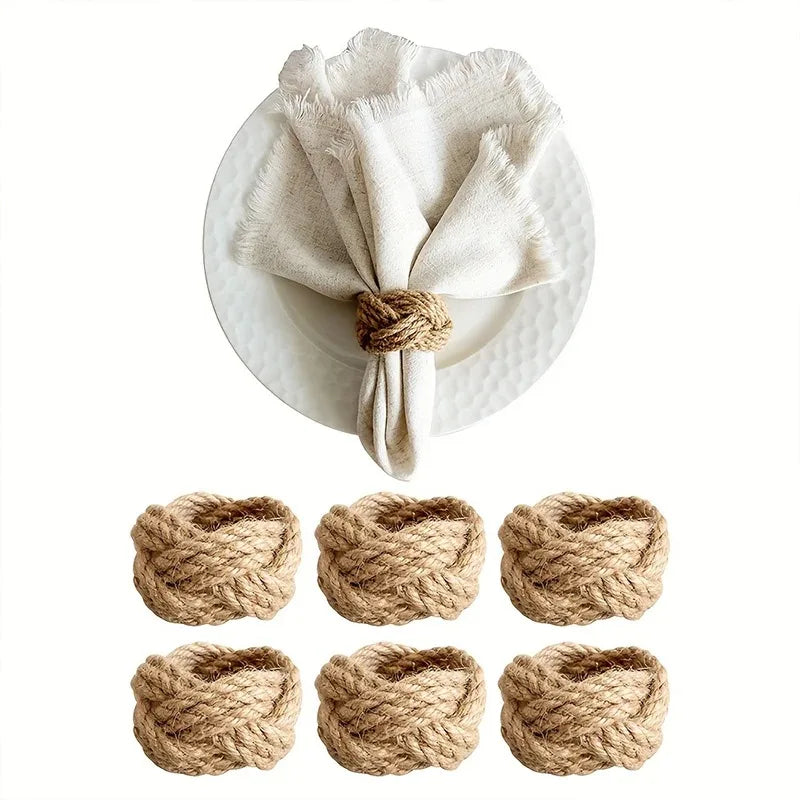 Natural Burlap Napkin Rings - 6/12/18 Piece Set