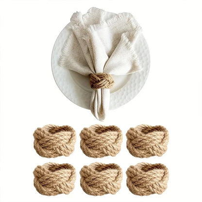 Natural Burlap Napkin Rings - 6/12/18 Piece Set