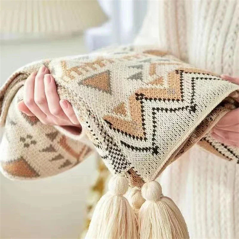 Cozy Lightweight Boho Pattern Throw - 2 Colors