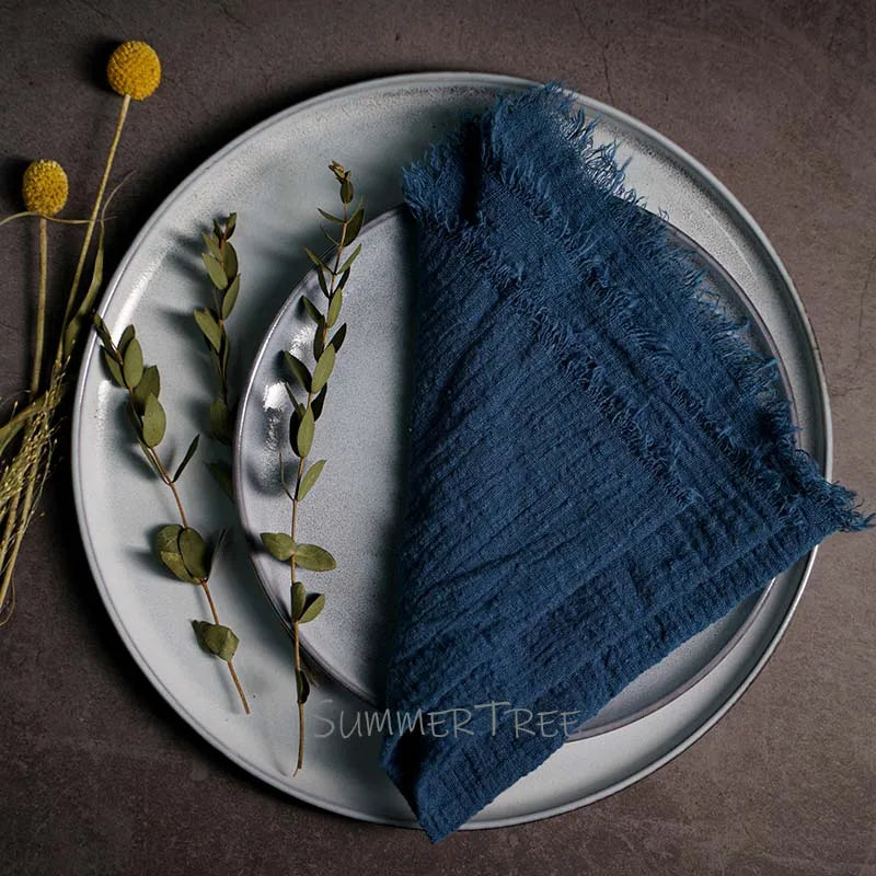 Large Rustic Cotton Gauze  Napkins - 10 Pc - Multiple Colors