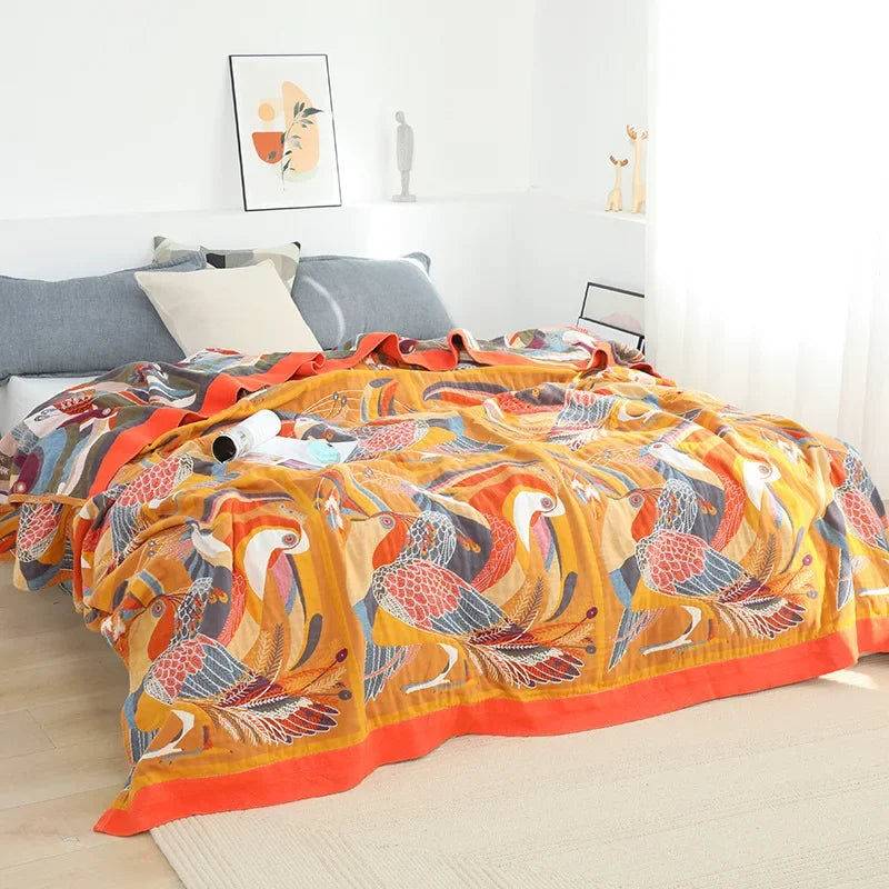100% Cotton Colorful Gauze Blankets