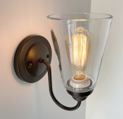 Heavy Modern Farmhouse Clear Glass Wall Sconce Light Fixture Shade