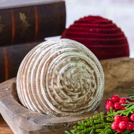 4" Velvet Decor Ball - Burgundy or Brige