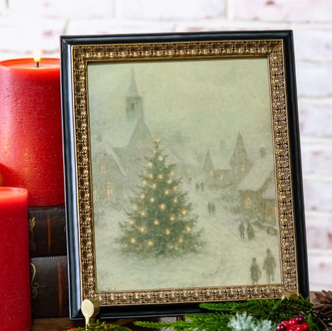 8x10 Framed Christmas Village Scene
